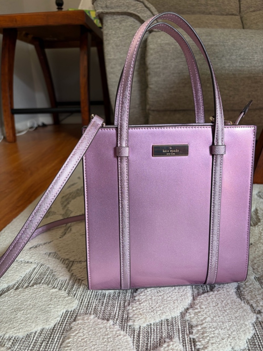 kate spade Metallic Lavender-Pink Tote with Shoulder Strap